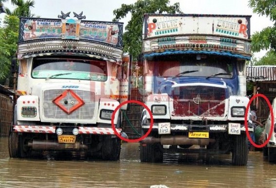 Massive fuel theft on NH-44 : Tripura-Assam Petrol, Diesel truck drivers continue theft  at Churaibari : Guwahati-Agartala truck divers selling fuel to local black-marketers at Dharmanagar Rail-Gate  : TIWN Exclusive on-spot coverage